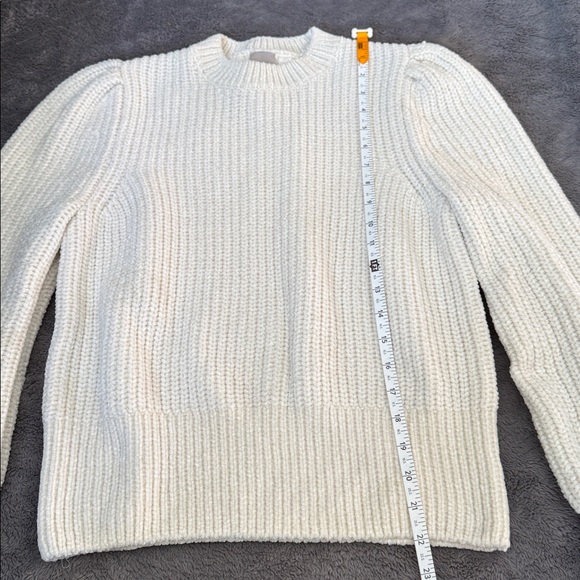 H&M Women’s Sweater Long Puff Sleeves Off White Medium - Picture 8 of 9